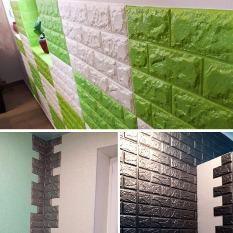 2pcs Black 13.8*15inch 3d Simulation Foam Bricks Wall Stickers