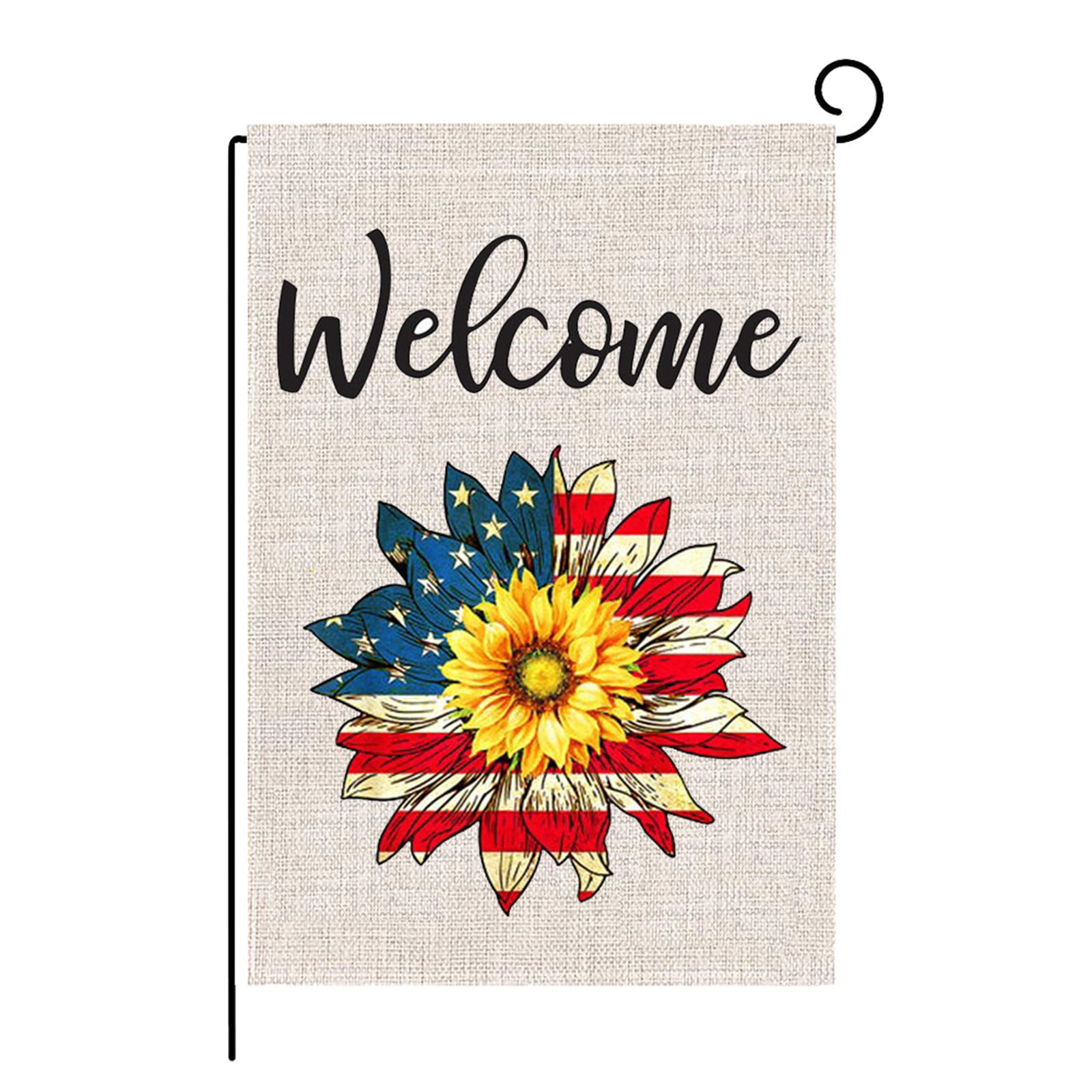 Welcome Cute Dog Wearing a Sunflower Garden Flag House Double-sided Yard Banner 
