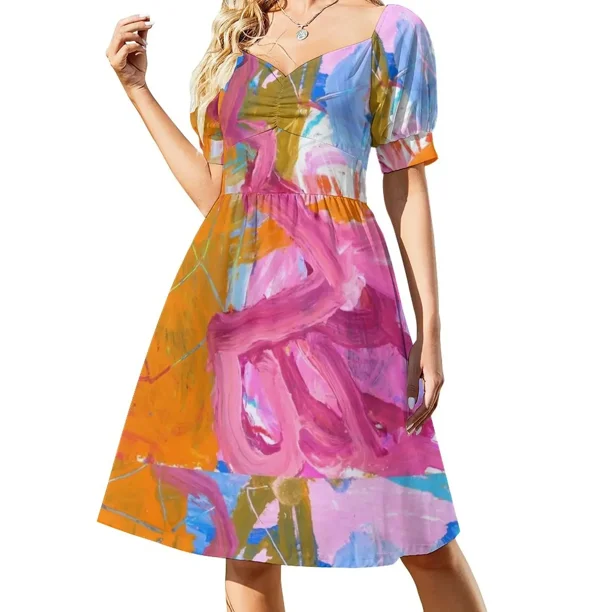 Vestido de manga corta para mujer, vestido de verano, vestidos de baile, vestidos de fiesta, mujer