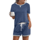 thumbnail image 1 of Conjuntos de Salón para Mujer, Conjunto de 2 Piezas, Ropa de Estar por Casa, Conjunto de Top y Pantalones Cortos de Corta con Bloques de Color, Ropa de Verano 2025, Azul L, 1 of 7
