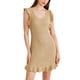 thumbnail image 1 of Vestidos de punto midi con volantes de cuello redondo casuales para mujer INSPIRE CHIC S color caqui, 1 of 6