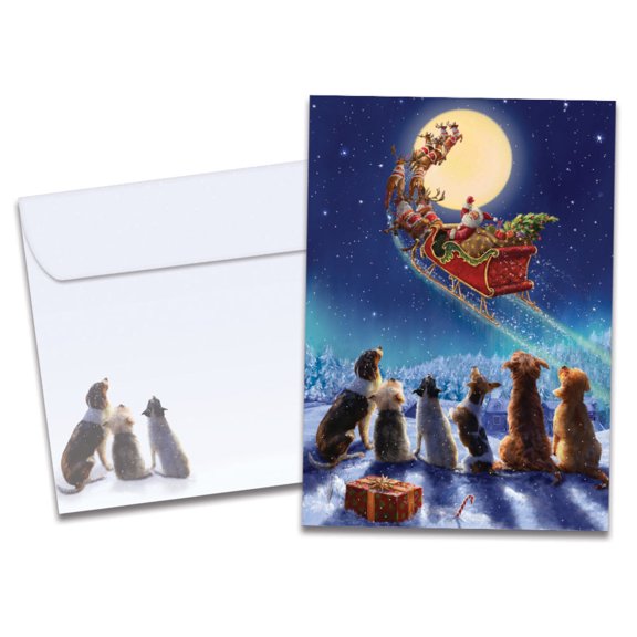 Tree-Free Greetings Christmas Greeting Card, 5 x 7, Dog Magic (GO68839)