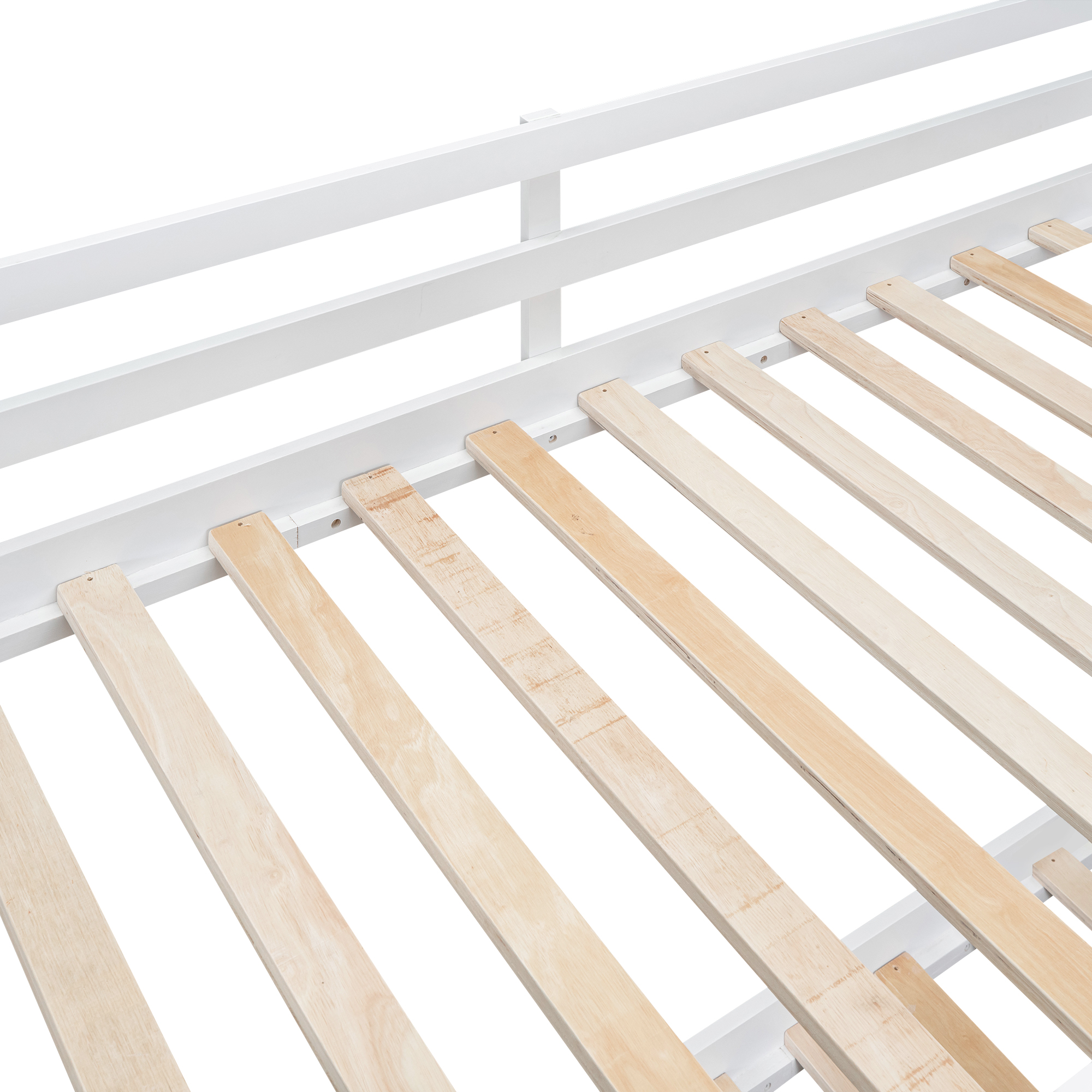 DEALTOPS Twin-Over-Twin Bunk Bed with a Tree Decor and Two Storage Drawers - White