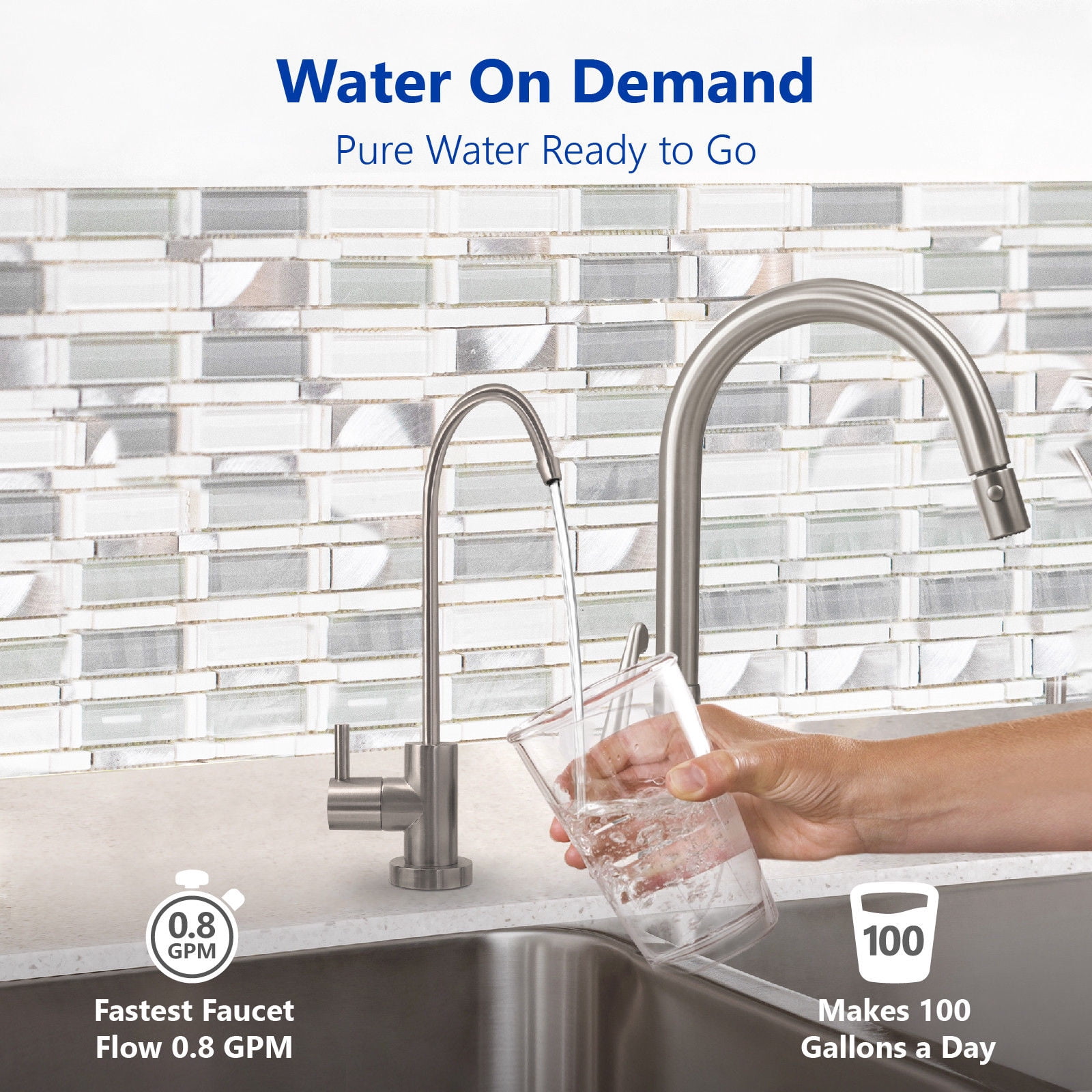 Express Water Deionization Reverse Osmosis Water Filtration System – 6 Stage RO DI Water Filter with Faucet and Tank – Distilled Pure – Under Sink Home Water Softener – 100 GPD with Pressure Gauge