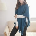 thumbnail image 5 of LEKODE Ponchos for Women Winter Ponchos for Women Warm Shawl Wraps for Women Ladies Scarves Womens Cape Womens Shawls Womens Poncho Blue One Size, 5 of 7