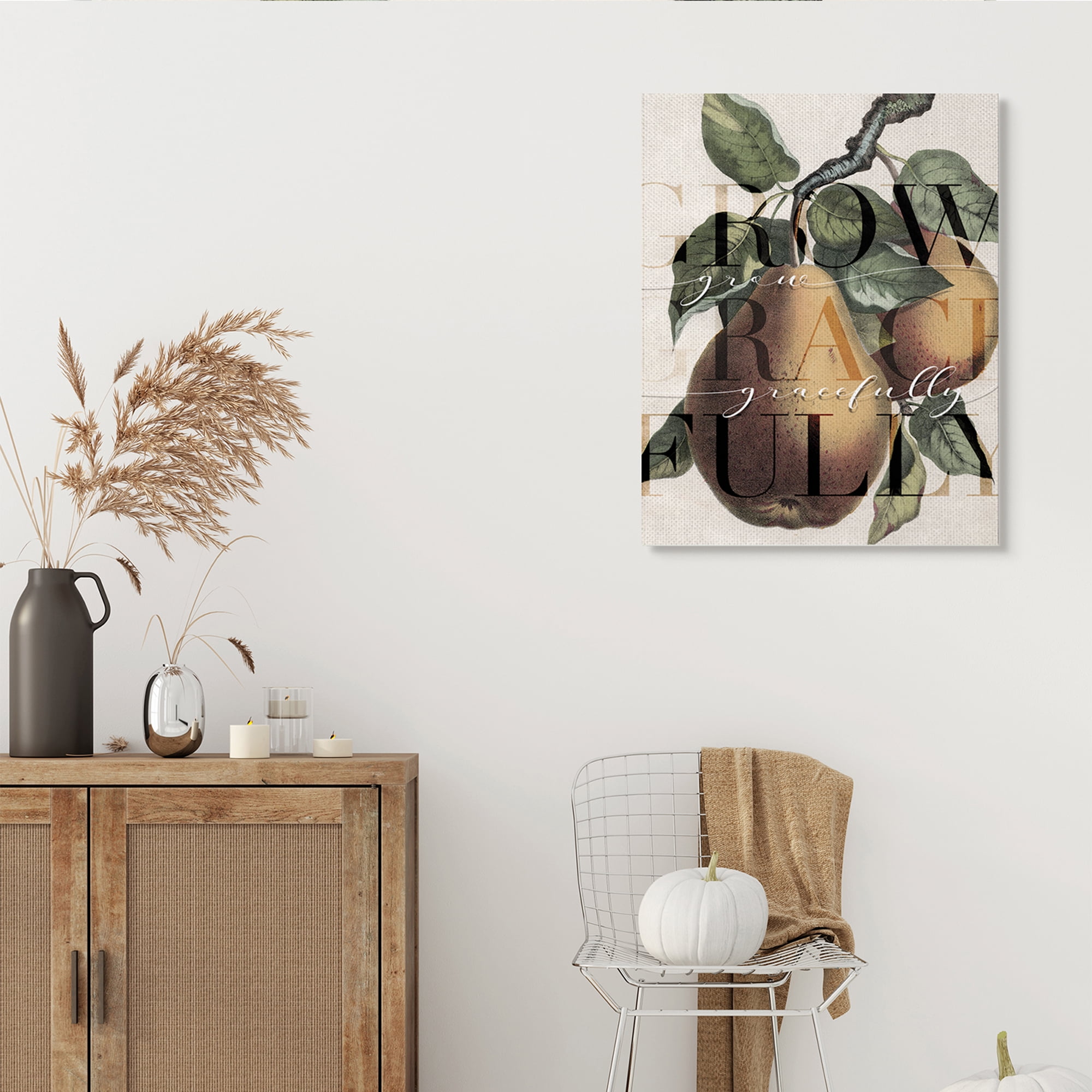 Stupell Industries Grow Gracefully Phrase Vintage Yellow Pear Tree Food & Beverage Painting Gallery Wrapped Canvas Art Print Wall Art, 30 x 40