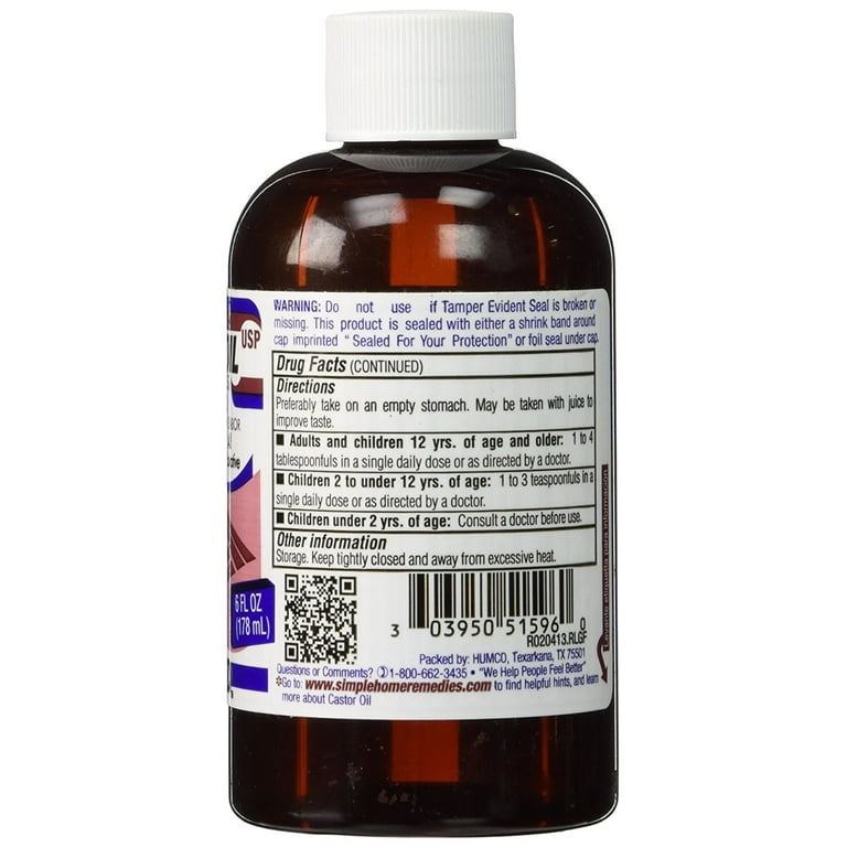 Humco, Liquid Castor Oil, Natural Laxative, 6 fl. oz.