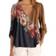 thumbnail image 4 of Blusa Camisa con cuello en V y estampado floral Blusa suelta de manga larga Top de mujer, Café, M Monstrate AP002021-42, 4 of 5