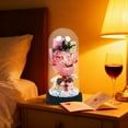 thumbnail image 5 of Mini Soap Rose & Dried Flower Bouquet - Comes with Gift Box and Glass Cover, Everlasting Flower Arrangement, Birthday Gift for Girlfriend, Compact Romantic Decor, 8.46*4.33in, Hot Pink 2, 5 of 6