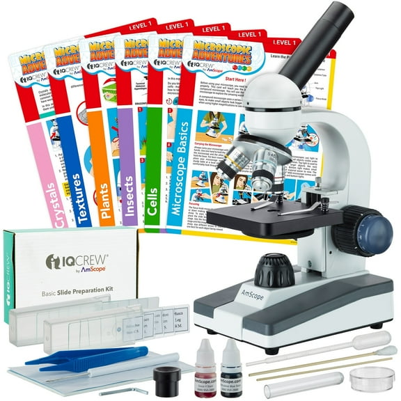 Amscope 40X-1000X Portable Student Microscope Kit with 35 Slide Specimens, Tools, and Kids DIY Experiment Cards