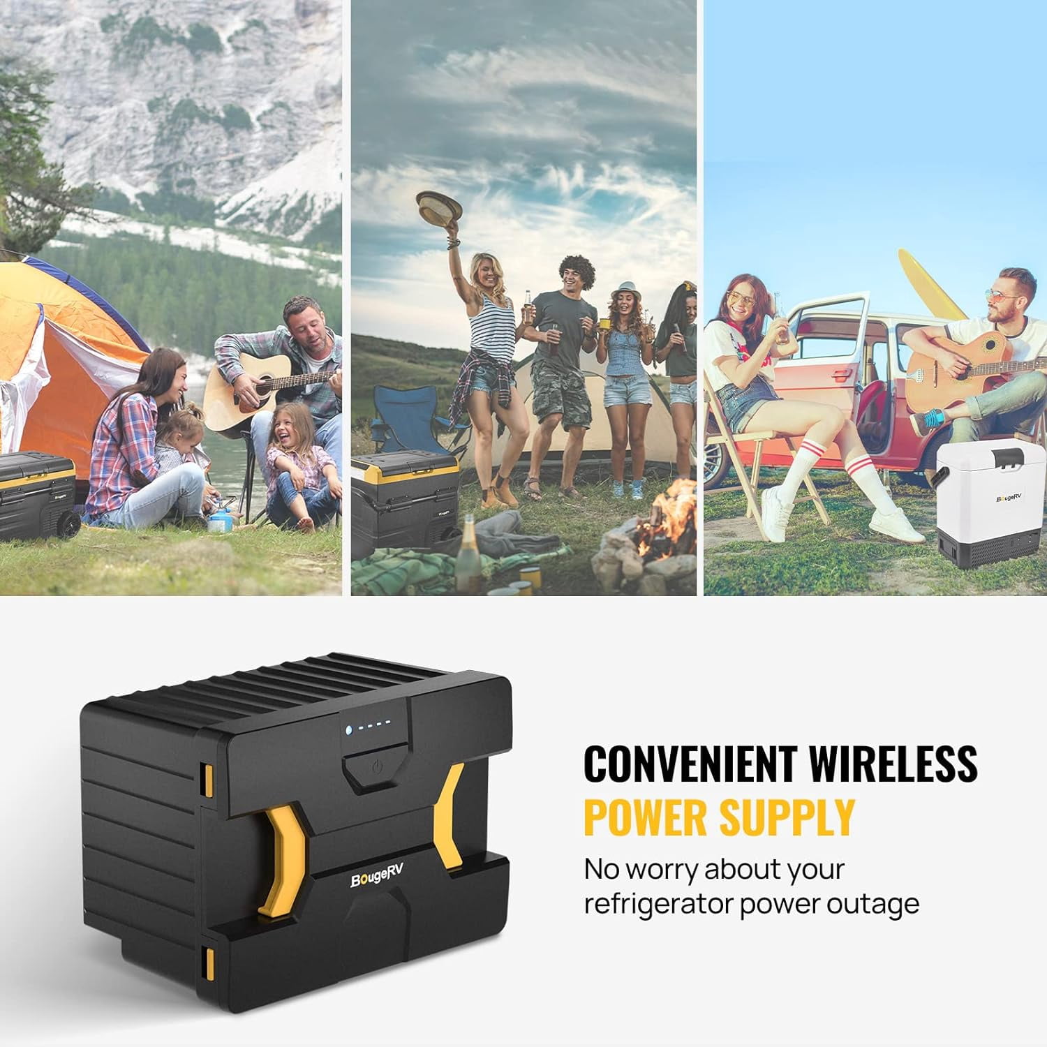 BougeRV 173Wh Portable Power Station, Detachable Battery for 12 Volt Dual Zone Refrigerator, Power Supply for Portable Freezer Fridge