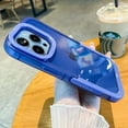 thumbnail image 1 of Candy Color Camera Lens Stand Clear Phone Case For iPhone 15 13 12 11 Pro Max 14Pro X XS Max Invisible Folding Holder Back Cover Blue iPhone 15Pro Max, 1 of 6