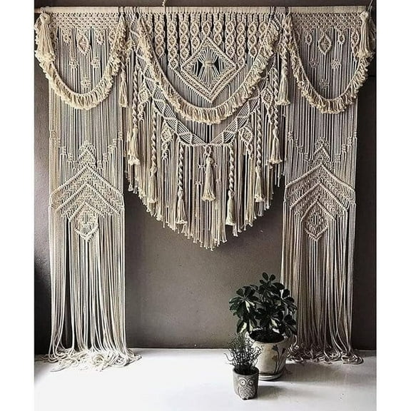 Bohemian Macrame Wedding Backdrop Decor Boho Chic Macrame Wall Hanging Style Macrame Tapestry Macrame Curtain & Macrame Arch