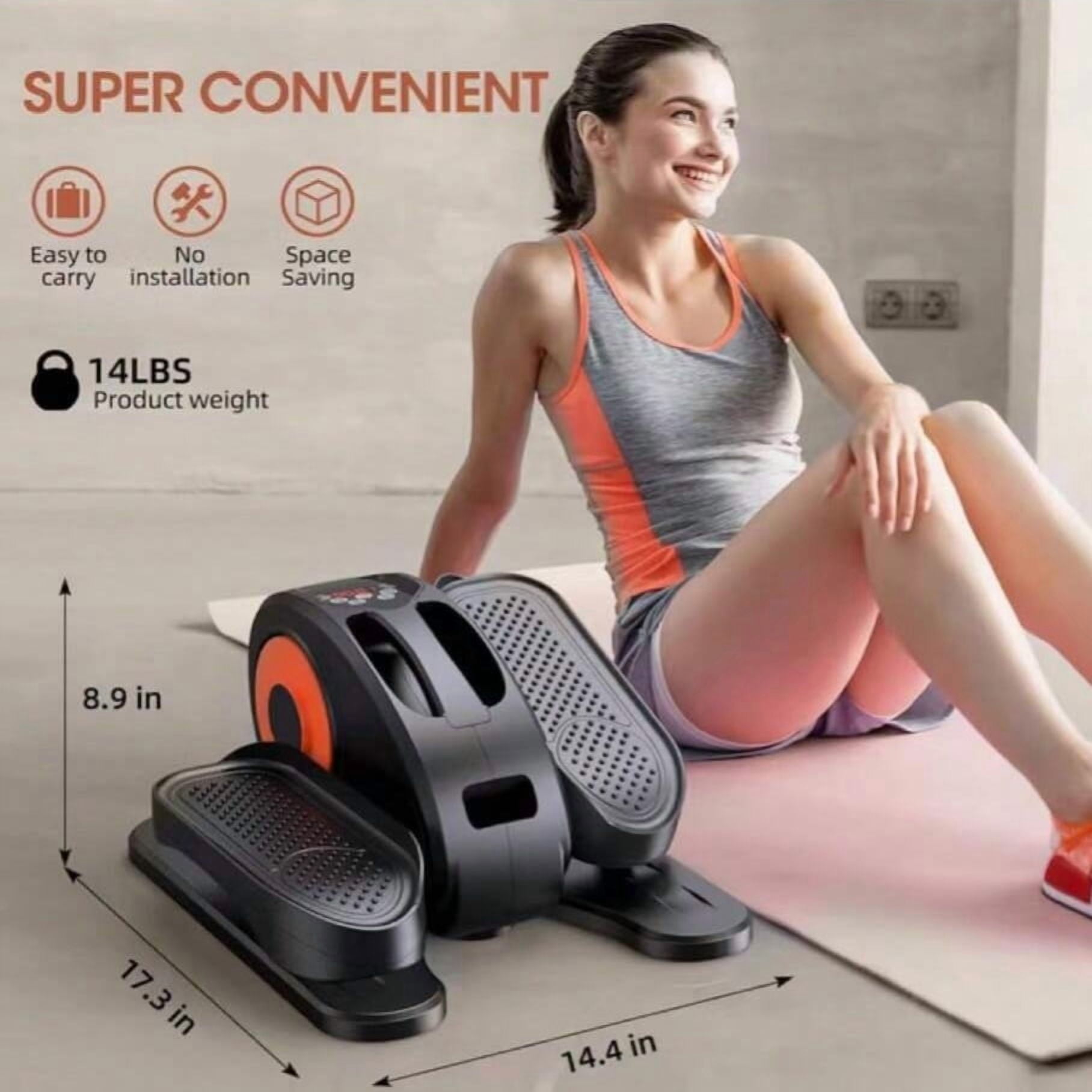 Under Desk Elliptical Machine - Electric, Quiet & Fully Assembled for Seniors. Portable Seated Leg Exerciser with Remote Control. ESL Pedal Trainer