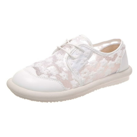

Summer Saving Clearance! Kukoosong Flat Sandals for Women Fashion Mesh Cloth Lace Flower Shoes Casual Lightweight Ventilate Comfortable Flats Shoes Women s Sandals White 39