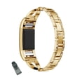 thumbnail image 1 of Bracelet de Montre en Acier Inoxydable Bling en Forme de X, Bracelet Ajustable de Remplacement, Sangle Sport pour Fitbit Charge 2/Fitbit Charge 3 pour Femmes - Or, 1 of 2