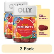 (2 pack) OLLY Kids Immunity Gummy Supplement with Wellmune and Elderberry, Cherry Berry, 50 Ct