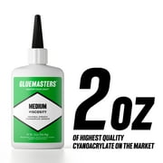 Professional Grade Cyanoacrylate Super Glue by Glue Masters - 2 oz - Medium Viscosity, Clear