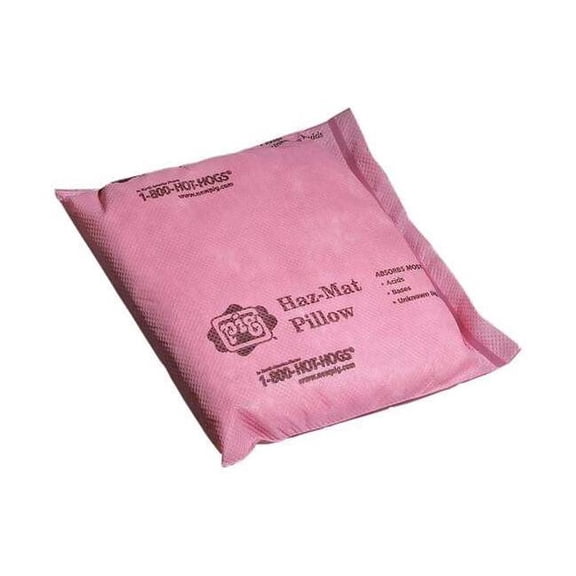 Pig Sorbent Pillow, 4 gal, 8 in x 8 in, Harsh Chemicals, Pink, 20 PK PIL302