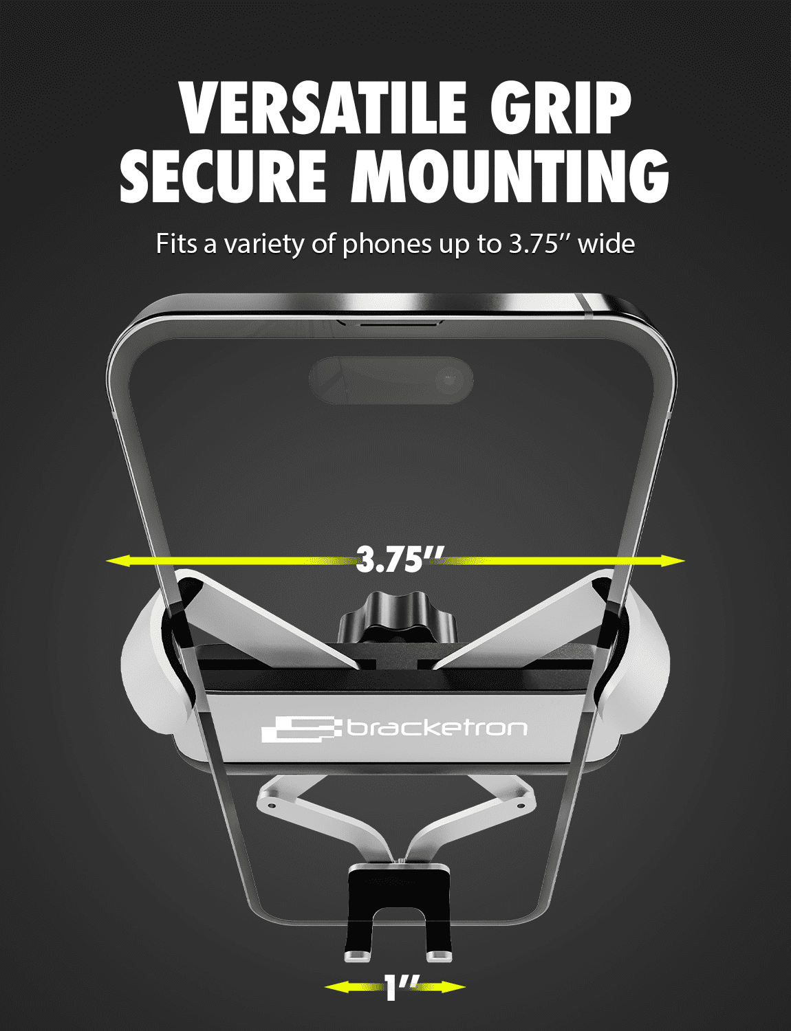 Bracketron AutoGrip Universal Car Vent Phone Mount, One-Hand Lock, Gravity Grip, Fits Phones up to 3.75" Wide
