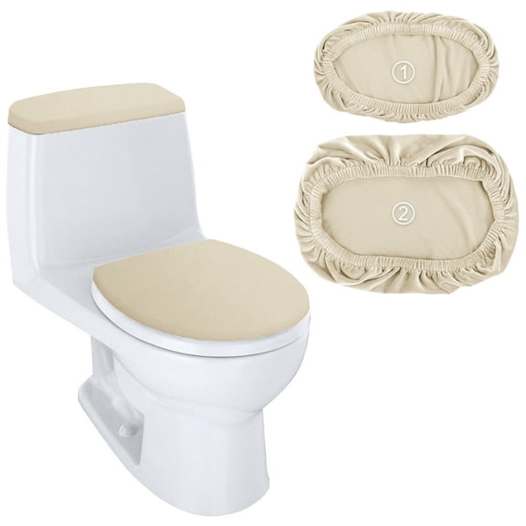 AIGIA Stretch Velvet Toilet Lid Cover and Toilet Tank Lid Cover Bathroom Soft Toilet Lid Cover Set Luxury Velvet Plush with Elastic Bottom