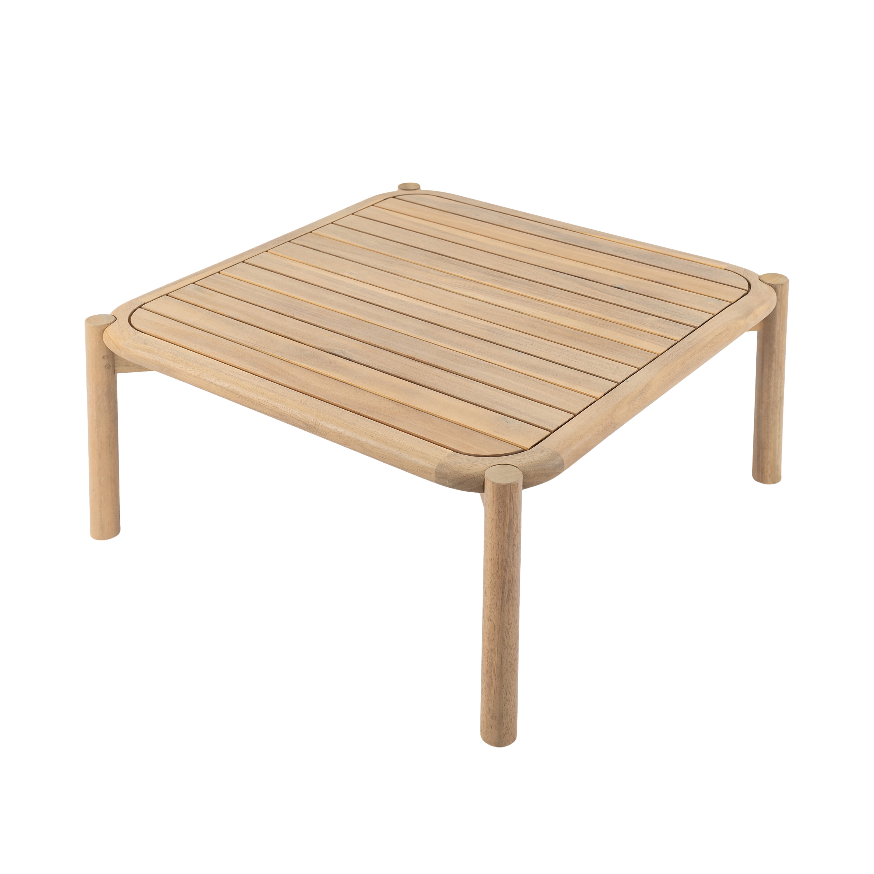 Garitin Outdoor Coffee Table and Acacia Wood Patio Table 27.5 Inch, Weather Resistant Center Table with Slatted Top for Garden Deck, Light Teak