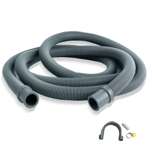 Inteprter Manguera de drenaje Pared gruesa Diseño corrugado Flexible Alargar Kits de extensión livianos Arandela corrugada Manguera de descarga Accesorios de baño 2m/Accesorios