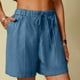 thumbnail image 1 of Karight Linen Shorts for Women High Waisted Lightweight Casual Summer Drawstring Short Pants Beach Vacation Outfit W Pockets, 1 of 7