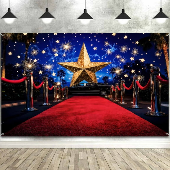 Red Carpet Showtime Backdrop Movie Night Big Star Photography Backdrop Awards Ceremony Photo Booth Background Artistic Portrait Event Decor 7X5