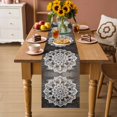 thumbnail image 6 of Vintage Flower Pattern Table Runner, Retro Black Wood Board Ethnic Style Cotton Linen Kitchen Table Decoration Washable Dining Tabletop Runners for Home Party Decor 13x120 Inches, 6 of 9