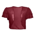 thumbnail image 4 of WENWU Women Fashion Solid Short Sleeve Cropped Open Front Chiffon Cardigan Big Sweater Cardigan Sweaters for plus Size Women, 4 of 5