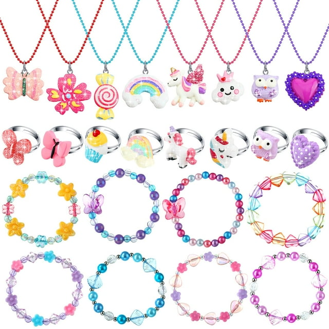 Set de Joyería Charm Sureio 24 Piezas para Niñas - Collar, Anillo y Pulsera Unicornio