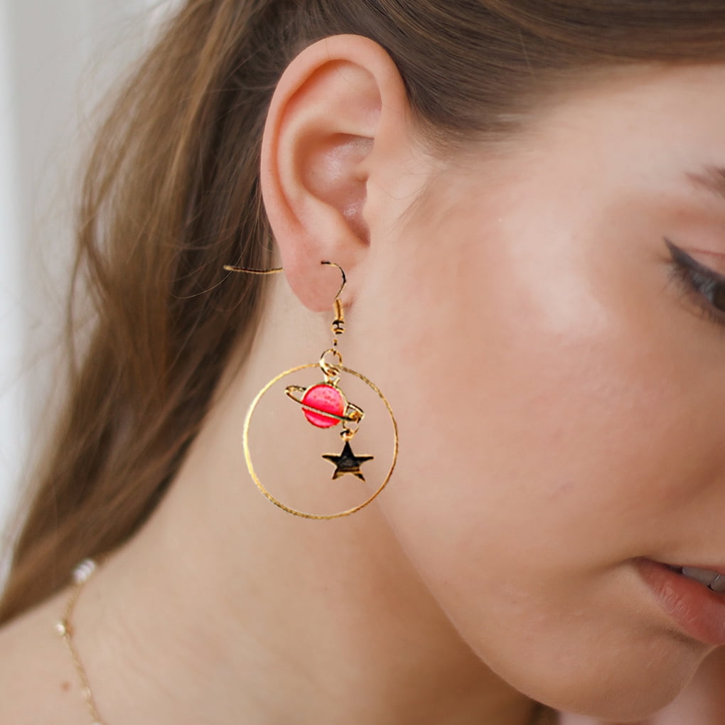 1 Pair Women Earring Asymmetrical Design Girls Jewelry Multi functional Ear Studs for Birthday Gift Festival Casual Daily Wear PinkB