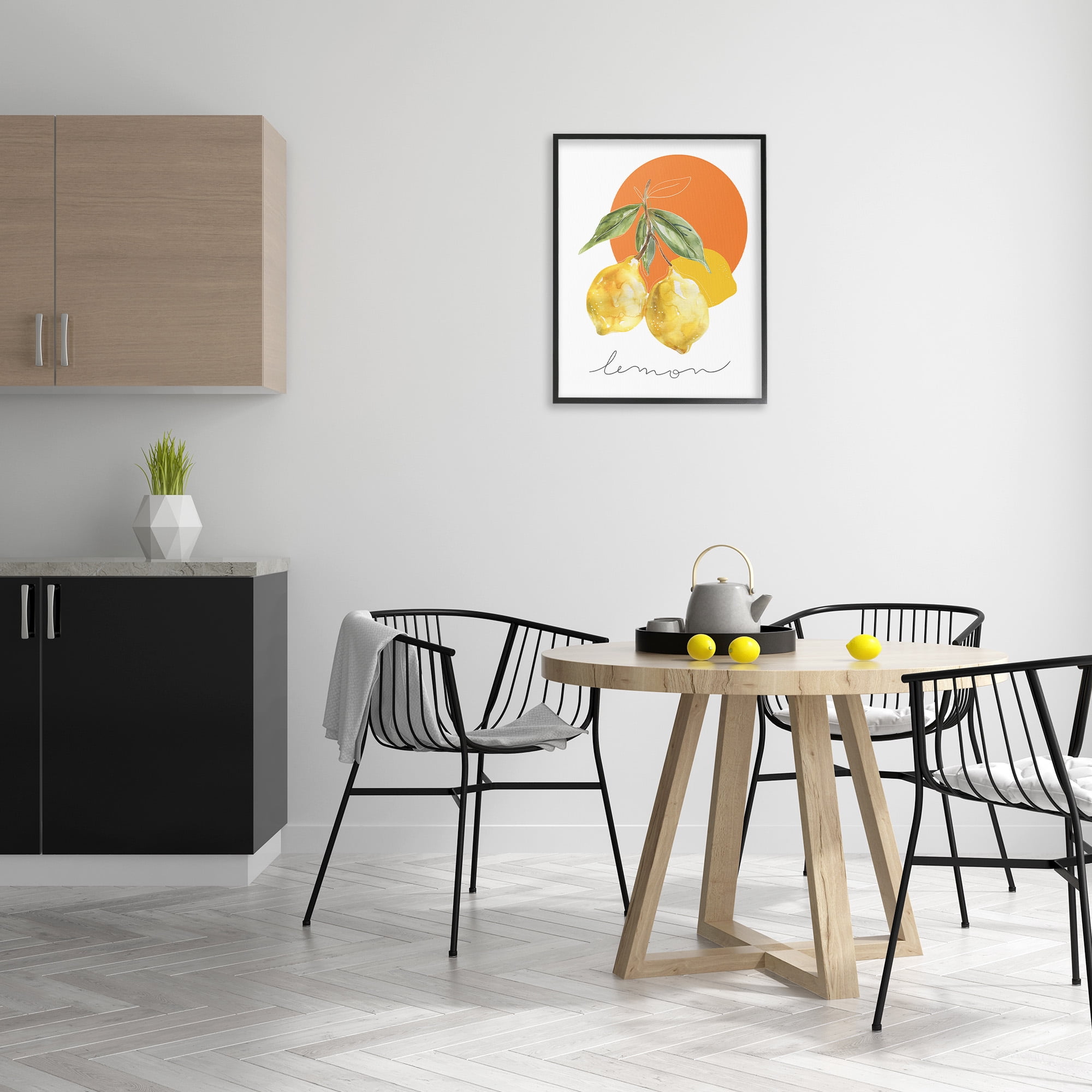 Stupell Industries Modern Lemons Branch Food & Beverage Painting Black Framed Art Print Wall Art, 24 x 30