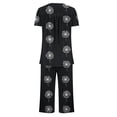 thumbnail image 6 of Frostluinai Women's Pajama Set Short Sleeve Henley Shirt and Capri Pants Sleepwear Pjs Sets Flroal Graphic Outfits 2 Piece with Pockets, 6 of 6