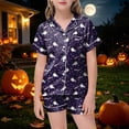 thumbnail image 2 of Leey-World Halloween Pajamas Kids Girls Halloween Pajamas - Kids 2 Piece Girl's PJ Set for Holiday - Short Sleeve Shirt & Shorts Pjs for Girls 2T 3T 4T 5T 6T 7T 8T, 2 of 5