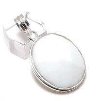 Natural White Coral Gemstone Handmade 925 Sterling Silver Pendant 1.77"