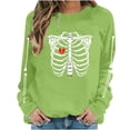thumbnail image 2 of Halloween Skeleton Printed Sweatshirt For Women Fall Fleece Lined Crewneck Long Sleeve Pullover Tops S-XXL, 2 of 6