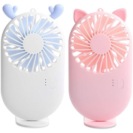 

2 Pcs Handheld Fan Mini Fan Speed Adjustable USB Rechargeable Fan
