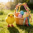 thumbnail image 2 of HuiXinOu Flocked Easter Chicks Decor，Set of 6，Fuzzy Yellow Spring Ornaments，Tabletop, Mantel，Easter Basket Stuffers，Holiday Home Decoration, 2 of 8