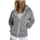 thumbnail image 2 of ICHUANYI Clearance Fashion Women's Zipper V-Neck Pullover Tops Long Sleeve Hooded Blouse Sweatshirt(Gray, L) ICHUANYI WER2023080811475, 2 of 6