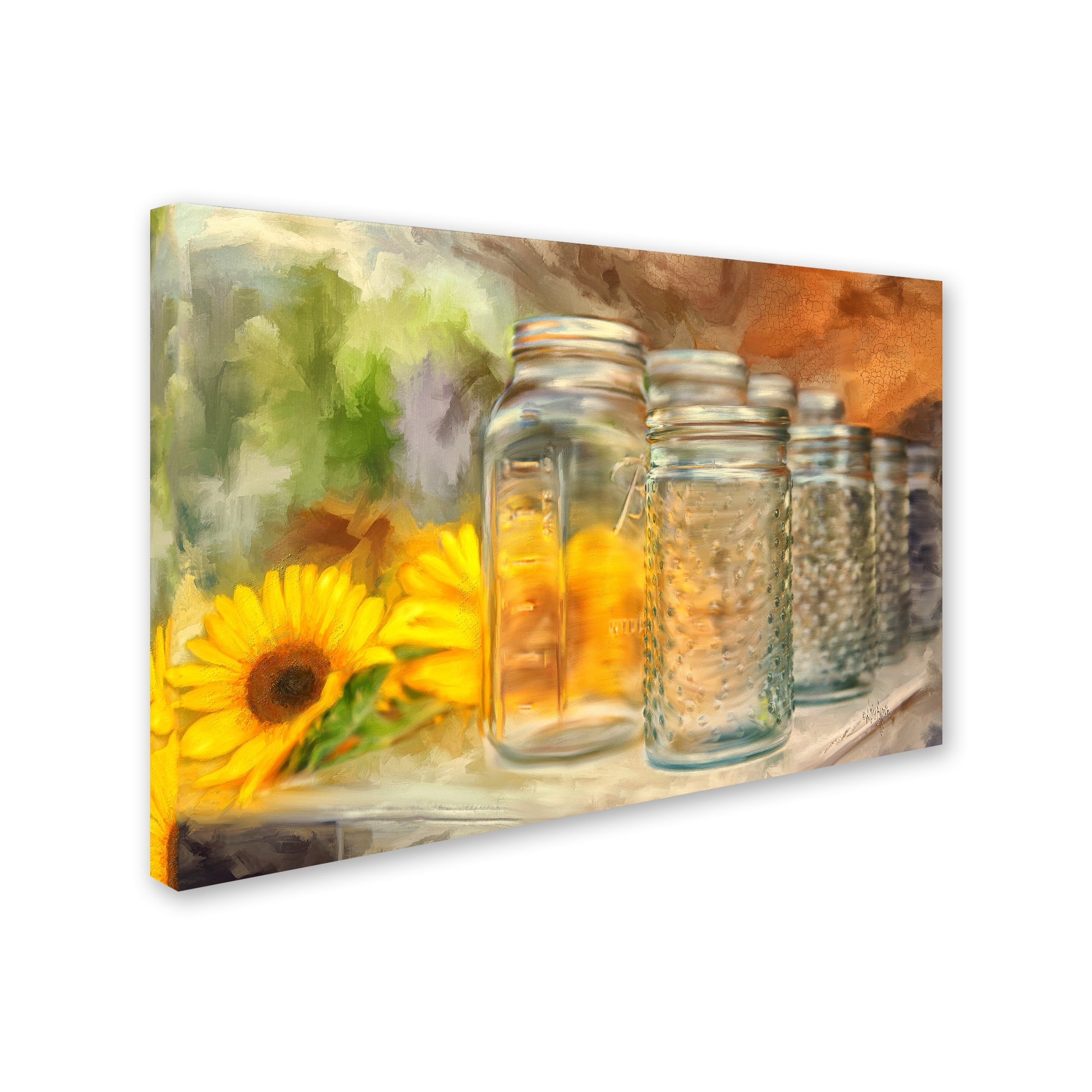 Trademark Fine Art "Sunflowers and Jars" Canvas Art by Lois Bryan