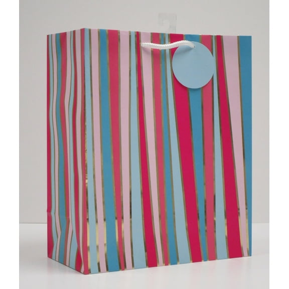 Way to Celebrate All Occasion Large Paper Gift Bag Barbie Stripes, 10" x 5" x 12", 1 Count