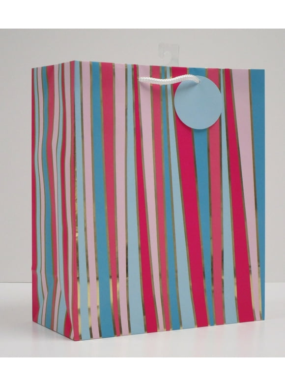 Way to Celebrate All Occasion Large Paper Gift Bag Barbie Stripes, 10" x 5" x 12", 1 Count