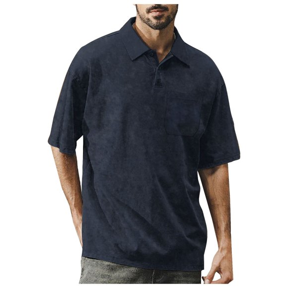 FhsagQ Men's Shirts Men Shirts Tops Men'S Washed Lapel Button down T Shirt Heavy Oversize Vintage to Do Old Casual Short Sleeves Mens Shirts Tops White Comfortsoft Navy XXXL