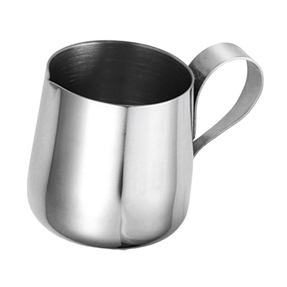 Jarra para espumar leche, jarra de leche, taza de acero inoxidable plateada, taza para espumar café L