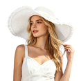 thumbnail image 2 of Women Sun Hat Wide Brim Cap Summer Fashionable Bow Beach Travel Visor Cap, 2 of 8