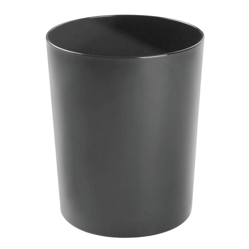 mDesign Round Metal Small Trash Can Wastebasket, Garbage Bin Black