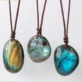 thumbnail image 2 of Natural Labradorite Pendant Adjustable Cord Necklaces 13.78~17.72 inch(35~45cm), 2 of 5