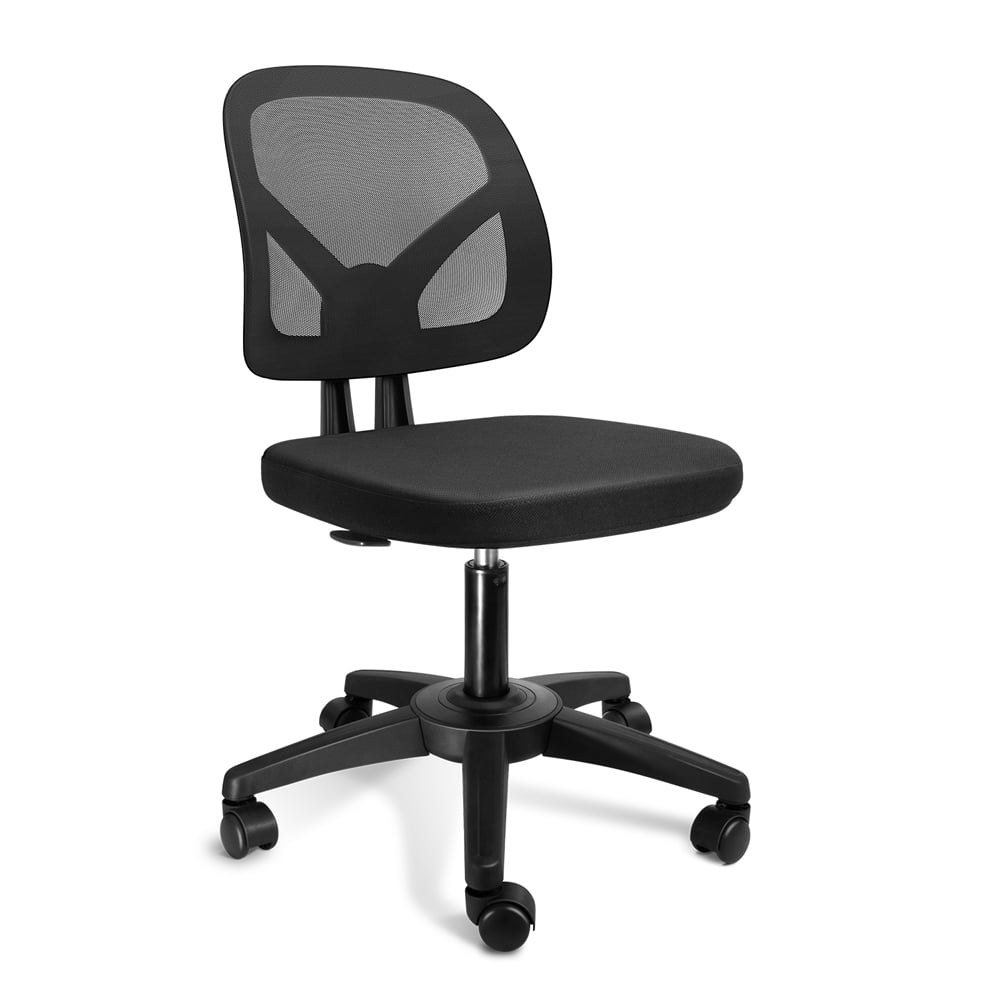 Armless Rolling Black Mesh Back Space Saving Adjustable Padded Seat Office Chair 